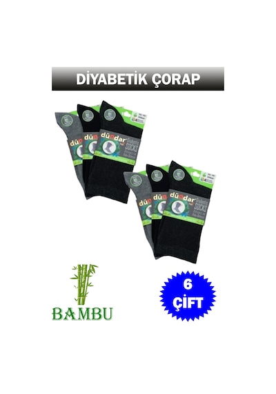 Dündar Çorap Kadın Bambu 4 Mevsim Diyabetik Uzun Çorap 6'lı Koyu Asorti