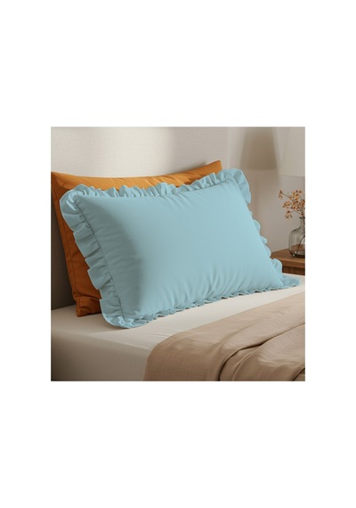 Fırfırlı Pamuklu Kumaş Yastık Kılıfı 50 X 70 Mavi - 719396431 Mavi