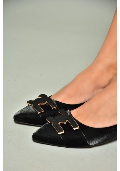 Fox Shoes U820048704 Siyah Kumaş Sivri Burun Kadın Babet Siyah-kumaş Siyah