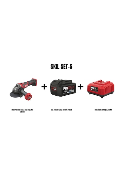 Skil Set-5 Skil XP 3930CB Akülü Avuç Taşlama 125 MM + Skil 3104AA 4AH Li Batarya Promo + Skil 3122AA 2.4A Şarj Cihazı