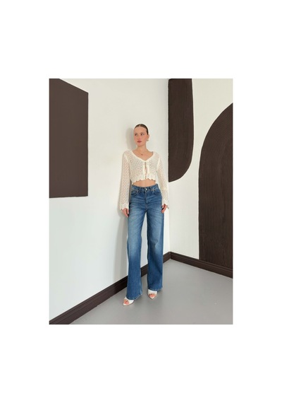 Verymoda Ajurlu Triko Hırka Krem