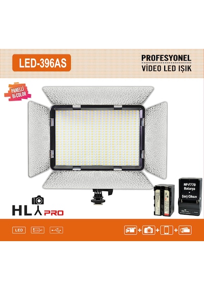 Cazipshop 396 As Panelli Video Kamera Işıği Led Işık Sony,panasonic Jvc 3200k-5600k