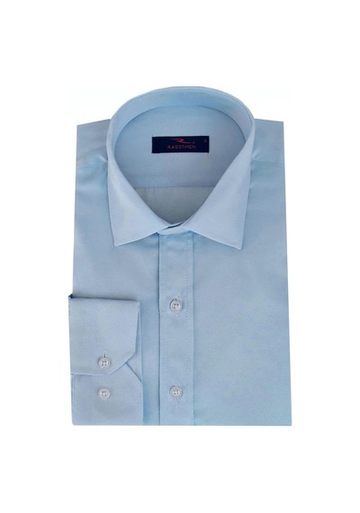 Erkek Uzun Kol Gömlek Silim Fit Armürlü Bgl-st01909 Buz - Mavi
