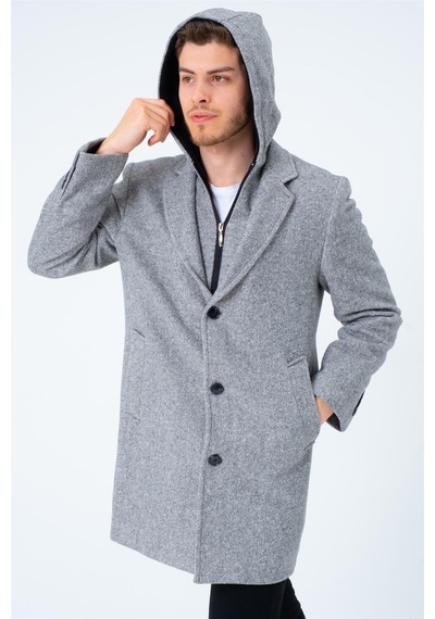 Plt8395 Dewberry Battal Palto-Diagonal Gri-Diagonal Gri