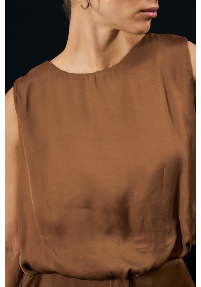 Sateen Colin Bluz - Kahve-137312