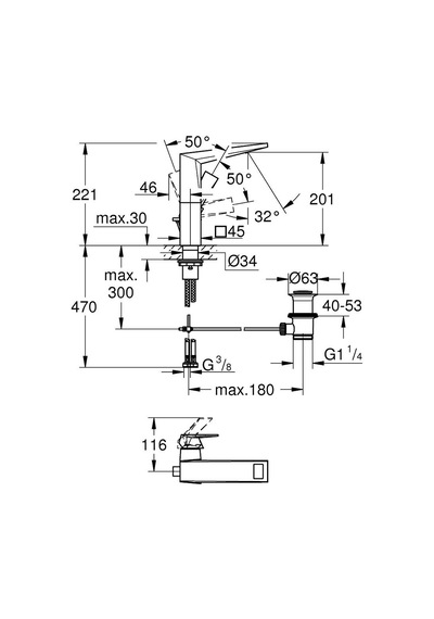 Grohe Allure Brilliant Lavabo Bataryası 1/2" L-Boyut - 24344AL0 Siyah