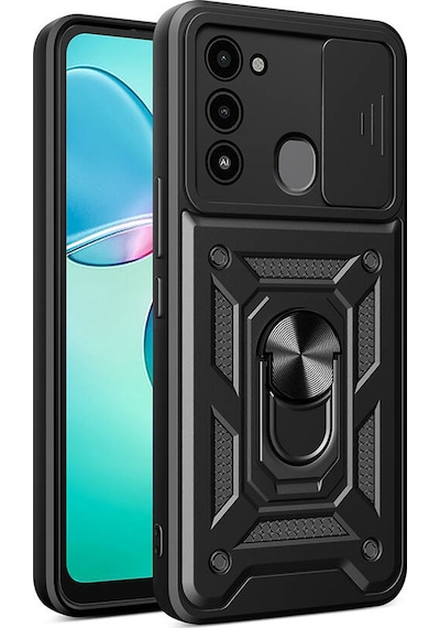 Nourthkiingdom Tecno Spark 8c Kılıf Magnetik Standlı Kamera Korumalı Nrtk Sürgülü Vega Kapak - Siyah Siyah