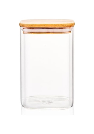 Sızdırmaz Vakumlu Bambu Kapaklı Borosilikat Cam Kavanoz Hava Geçirmez Dayanıklı Gıda Saklama Kabı 10cm X 17cm Diğer