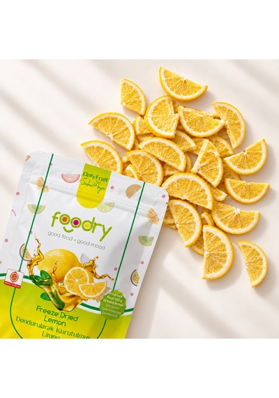 Foodry Dondurularak Kurutulmuş Limon Freeze Dry Lemon Katkısız Çıtır Meyve Atıştırmalığı 17 G