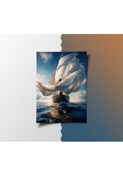 Çerçevesiz Poster Soyut Gemi - Dijital Baskı - Gemi Temalı Poster