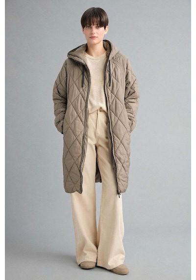 Defacto Regular Fit Kapüşonlu Kapitoneli Fermuarlı Parka F2882ax25wnkh402 Haki-kh402
