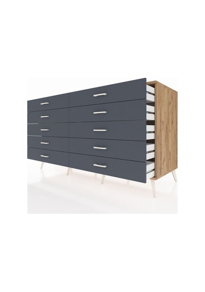 Kronos Konsol 10 Çekmeceli 176x59x99 Çam-çam/antrasit Çam-çam/antrasit