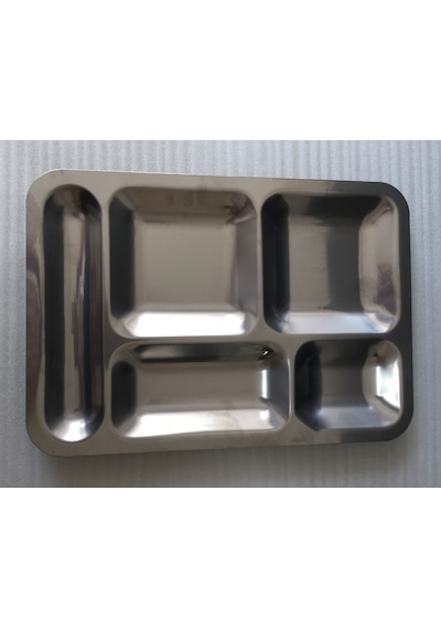 Metal Tabldot - 5 Adet - Paslanmaz Krom 430 Malzeme - 5 Bölmeli