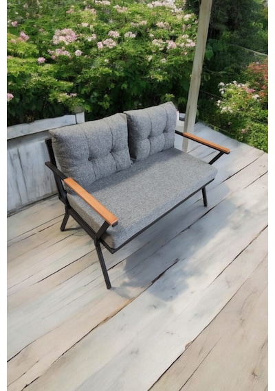 Pilocca Tekli Bahçe Mobilyası,balkon Mobilyası 2'li 60x120cm Gri