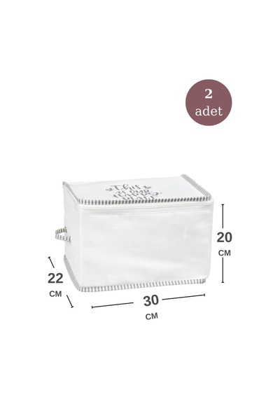2 Li İpli Kazak Hurcu Set, Yatak Baza Kanepe Altı Kıyafet Çamaşır Eşarp Düzenleyici 30x20cm 2 Adet Beyaz