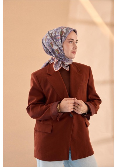 Silk Home Yaz Esintisi Eşarp 150002-19 Gümüş, Eflatun, Koyu Turuncu, Leylak
