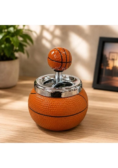 Basketbol Topu Tasarımlı Üstten Basmalı Döner Mekanizmalı Seramik Küllük
