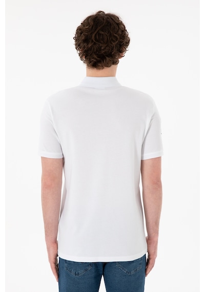 U.S. Polo Assn. Erkek Slim Fit Polo Yaka Beyaz Basic Tişört 50305929-VR013