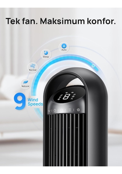 Dreo 25 Db Akıllı Sessiz Kule Tipi Fan, 8 M/s Hava Akışı, 8 Hız Kademesi, 4 Çalışma Modu, Dc Motorlu Serinletme