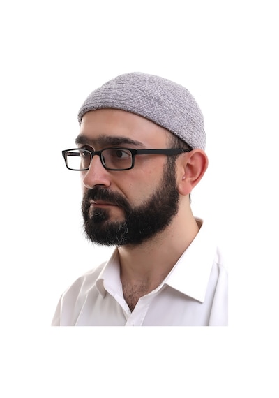 Gri Katlamalı Sade Desen Kışlık Kadife Takke Şapka