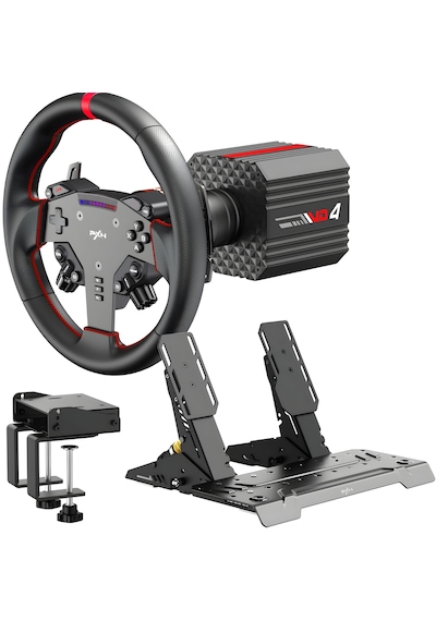 Pxn Vd4 Direct Drive Sim Racing Seti 4nm W As Direksiyon, Pd Hm Pedal, Masa Kelepçeli, Pc Uyumlu Profesyonel Yarış Paketi