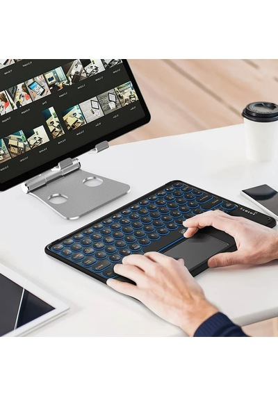 Bluetooth Klavye Tablet İçin Uyumlu Şarjlı-touchpadli-rgb