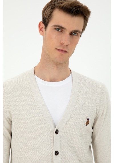 U.s. Polo Assn. Erkek Taş Melanj Hırka Triko 50288878-vr225 Taş Melanj
