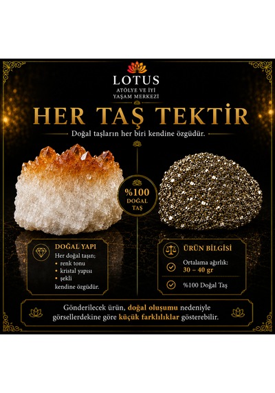 Bolluk Ve Bereket Doğal Taş Seti Pirit Ham Taşı & Sitrin Kristal Kümesi Pir-sit