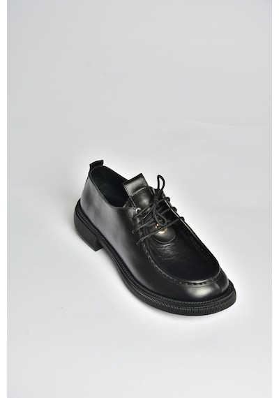 Fox Shoes V944085603 Siyah Hakiki Deri Bağcıklı Günlük Kadın Ayakkabı Siyah