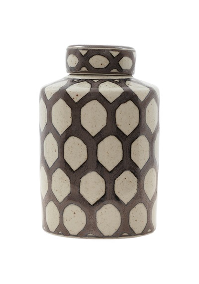 Yargıcı Geometrik Desenli Seramik Kapaklı Vazo 12x19 Cm 26ynha1112m St