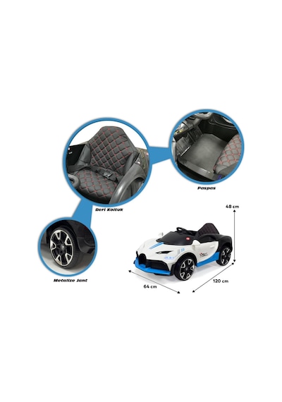 Gt Style 4x2 12v Akülü Uzaktan Kumandalı Emniyet Kemerli 4x Süspansiyonlu Çocuk Akülü Araba Beyaz