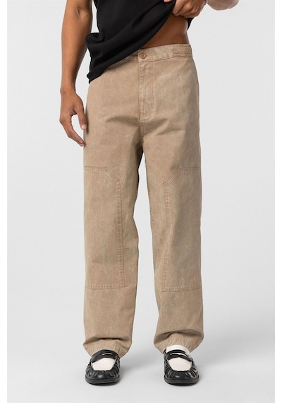 Vamos Yıkamalı Baggy Gabardin Pantolon Taba