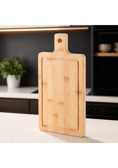 Kalın Bambu Kesme Tahtası - Büyük Boy Antibakteriyel Yıkanabilir Doğrama Tahtası 37x17x2.5cm Diğer