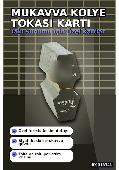 Kraft Mukavva Kolye Toka Kartı 200 Adet 5.5x14 Cm Takı Askılık Düzenleyici Bx-313741