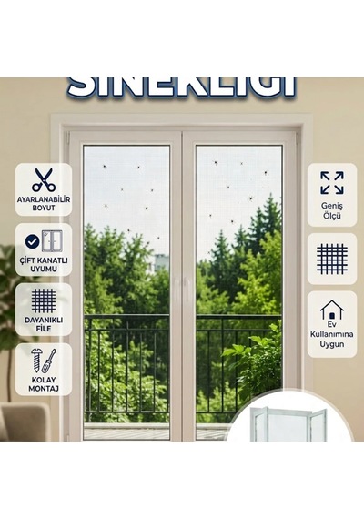 Çift Kanatlı Pencere Sinekliği Kesilebilir File Ve Cırt Bantlı Montaj