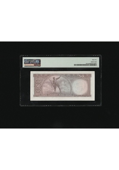 Pmg 55 Elli Türk Lirası 50 Tl 1970 Nd 1971 P 187aa S/n V91 002299 5. Ems 7. T Ça