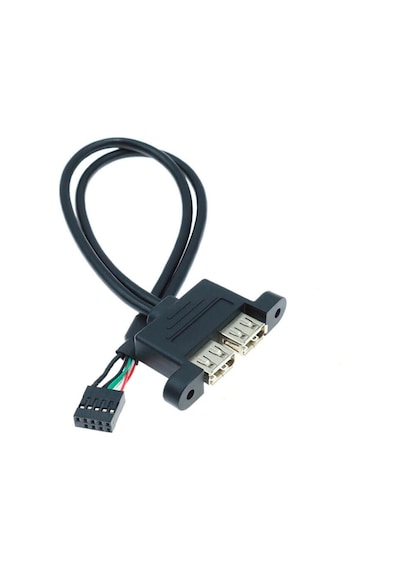 9 pin to 2x USB A Dişi Dikey Panel Tipi Kablo - 30cm