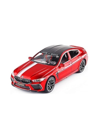 Bmw M8 Street Edition Kırmızı - Beyaz Şeritli 1/24 Araba Diecast Model