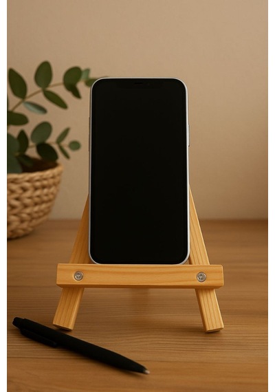 Mini Stand Masa Üstü Telefon Tutucu Ve Seahşaprgileme Ayağı Doğal Renk - 730953566 Doğal Renk