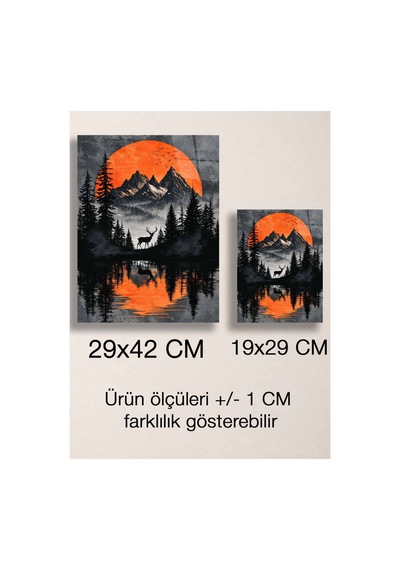 Geyik Ve Dağ Manzaralı Metal Tablo - Gün Batımı Doğa Duvar Dekoru, Metal Poster Wall Art Çok Renkli - 923217720 Çok Renkli - 923217720 Çok Renkli
