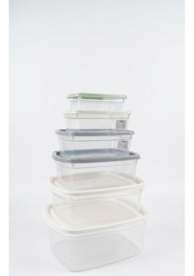 Easybox 6'lı Plastik Saklama Kabı Seti, Bpa İçermez İç İçe Geçebilir Mutfak Ve Buzdolabı İçi Düzenleyici Erzak Kabı Seti 225 Ml - 3000 Ml Şeffaf