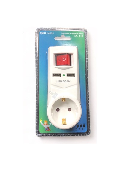 Tek-iş 2 X Usb Çıkışlı Topraklı Fiş Priz Anahtarlı Golyat Fiş 2,1 A
