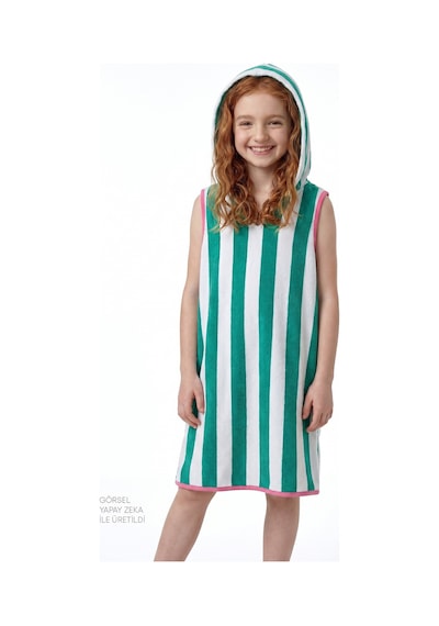 Penti Renkli Kız Çocuk Beach Green Stripe Kaftan