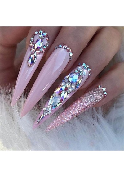 Hacimsel Kristal N1 Leylak Baget 10'lu Paket - 3d Zarif Nail Art Taşı Lila