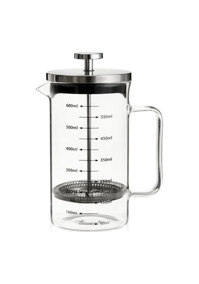 Tohanaa Çelik Kapaklı French Press - Gri / Şeffaf - 600 Ml Çok Renkli