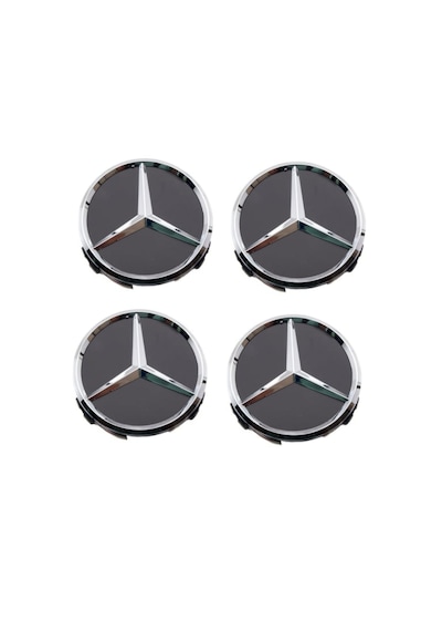 Mercedes Uyumlu Siyah Jant Göbeği Kapağı Arması 75 Mm 7,5 Cm 4'lü Takım