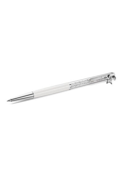 5717136 Crystalline Silk Bollpoint Pen, White, White Locguered Chrome Plated Metalik