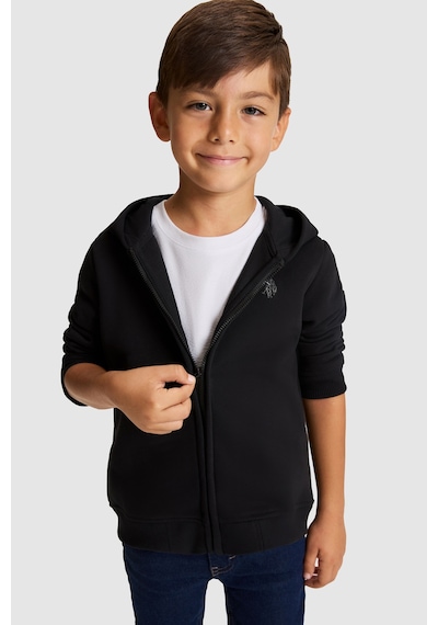 U.S. Polo Assn. Erkek Çocuk Siyah Kapüşonlu Fermuarlı Sweatshirt 50331749-vr046