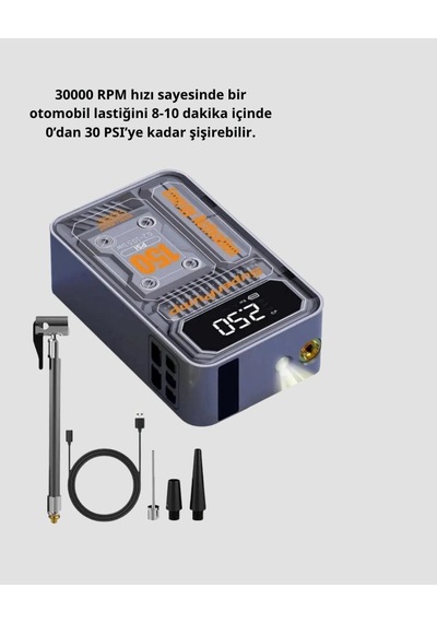 Şarjlı Kablosuz H.a Pompası 150 Psı Basınç, Led Ekran Ve 6000mah Batarya