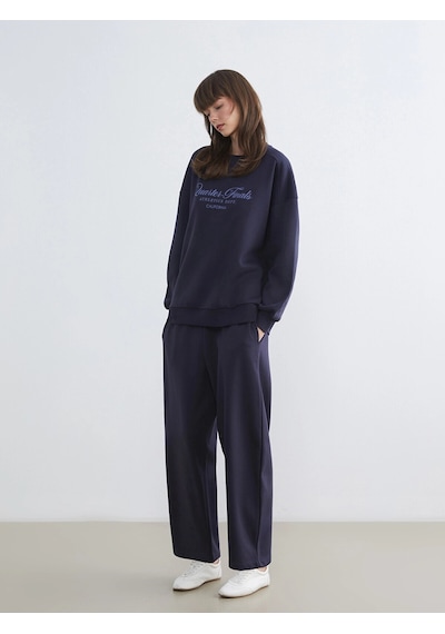 LC Waikiki Lcw Vision Lacivert Beli Lastikli Kadın Kalın Eşofman Altı Dark Navy